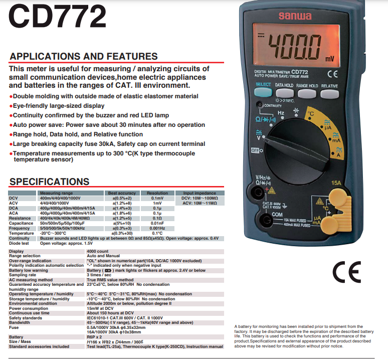 Digital Multimeter  CD772_Features
